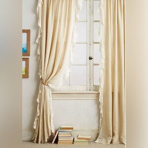 Elegant Cream Lace-Trimmed Curtains